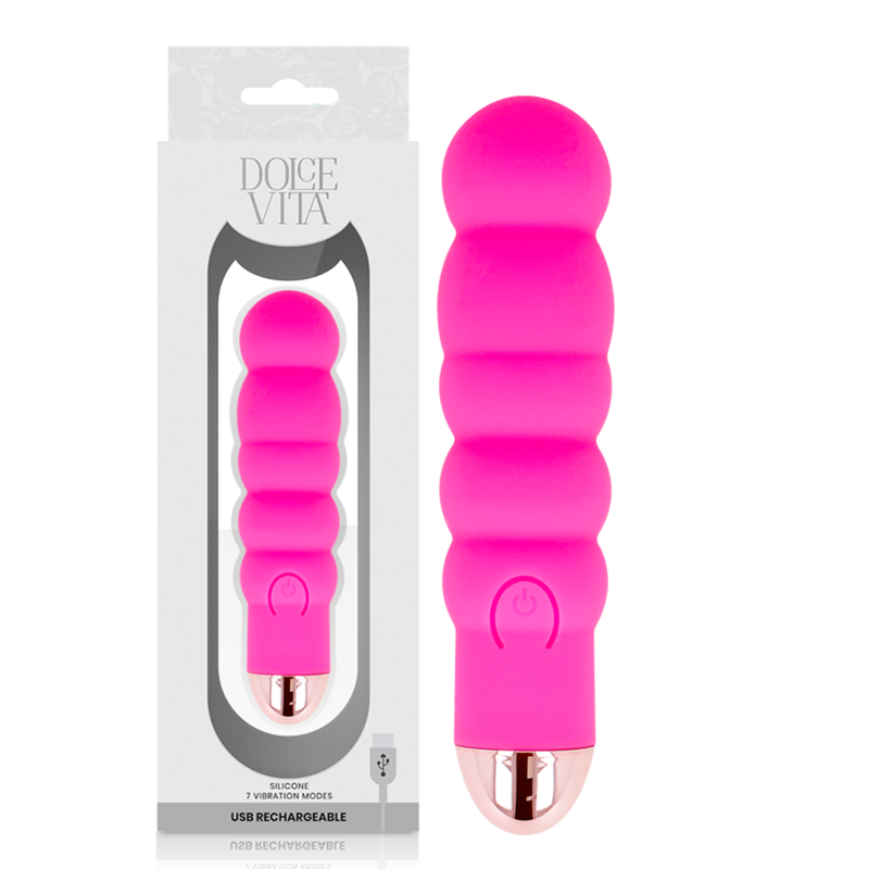 La marca DOLCE VITA nos facilita esta imagen de su producto DOLCE VITA - VIBRADOR RECARGABLE SIX ROSA 7 VELOCIDADES para nuestro catálogo.