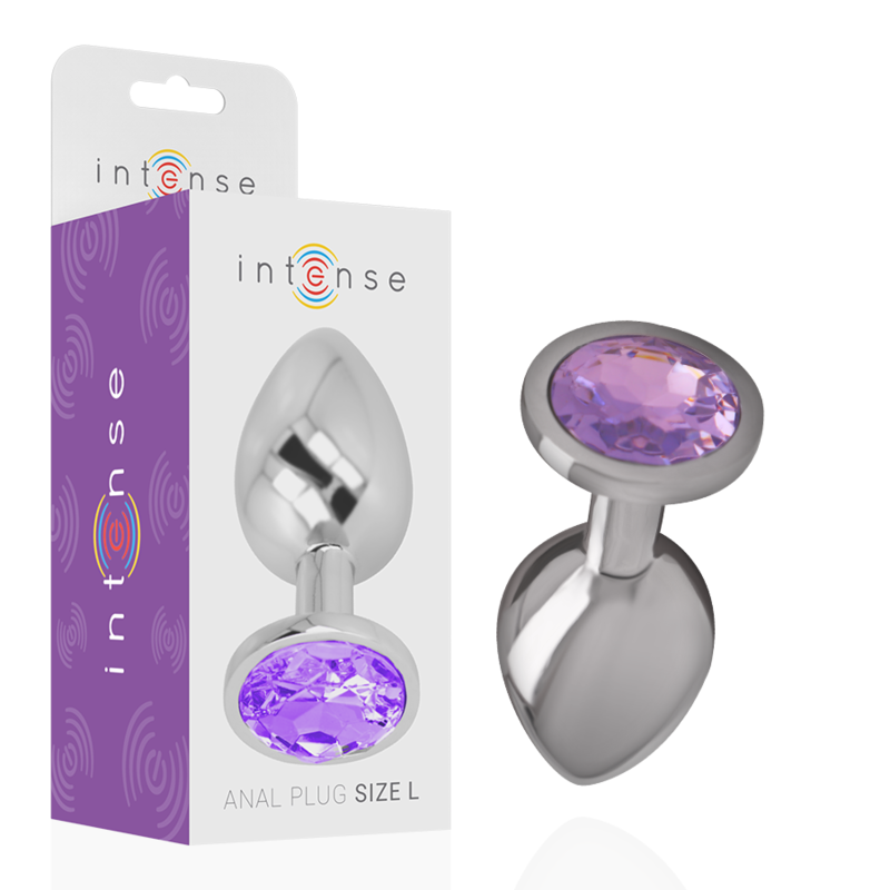 La marca INTENSE ANAL TOYS nos facilita esta imagen de su producto INTENSE - PLUG ANAL METAL ALUMINIO CON CRISTAL VIOLETA TALLA S para nuestro catálogo.