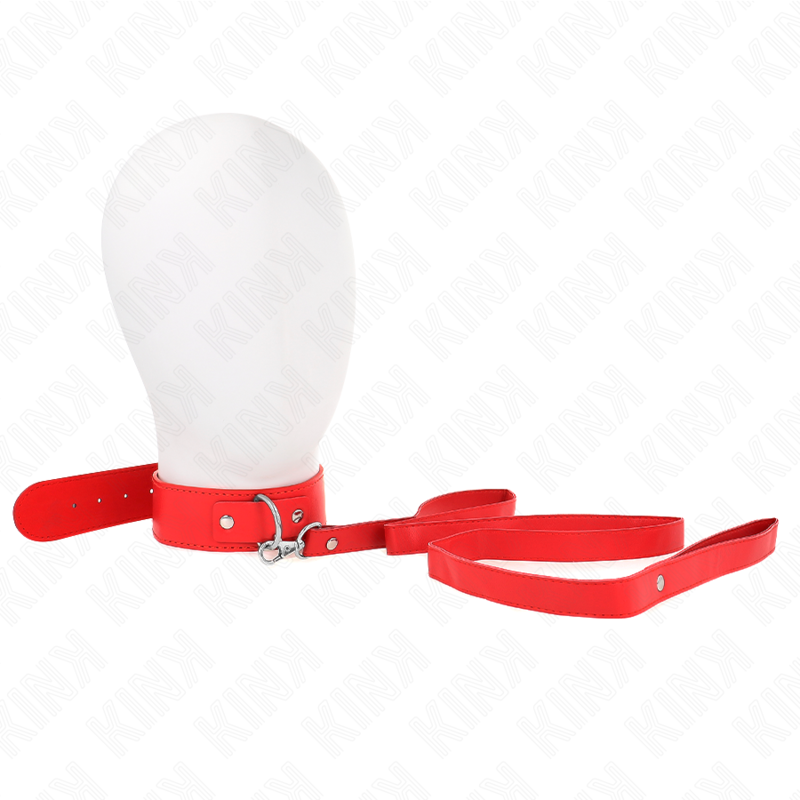 La marca KINK COLLAR & GAG nos facilita esta imagen de su producto KINK - COLLAR CON CORREA 116 CM FINO ROJO AJUSTABLE 32-50 CM X 8 CM para nuestro catálogo.