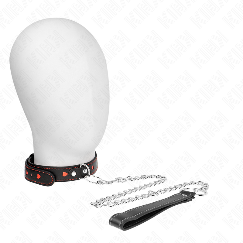 La marca KINK COLLAR & GAG nos facilita esta imagen de su producto KINK - COLLAR CON CORREA 65 CM DETALLES CORAZÓN 52.5 X 2.5 CM para nuestro catálogo.