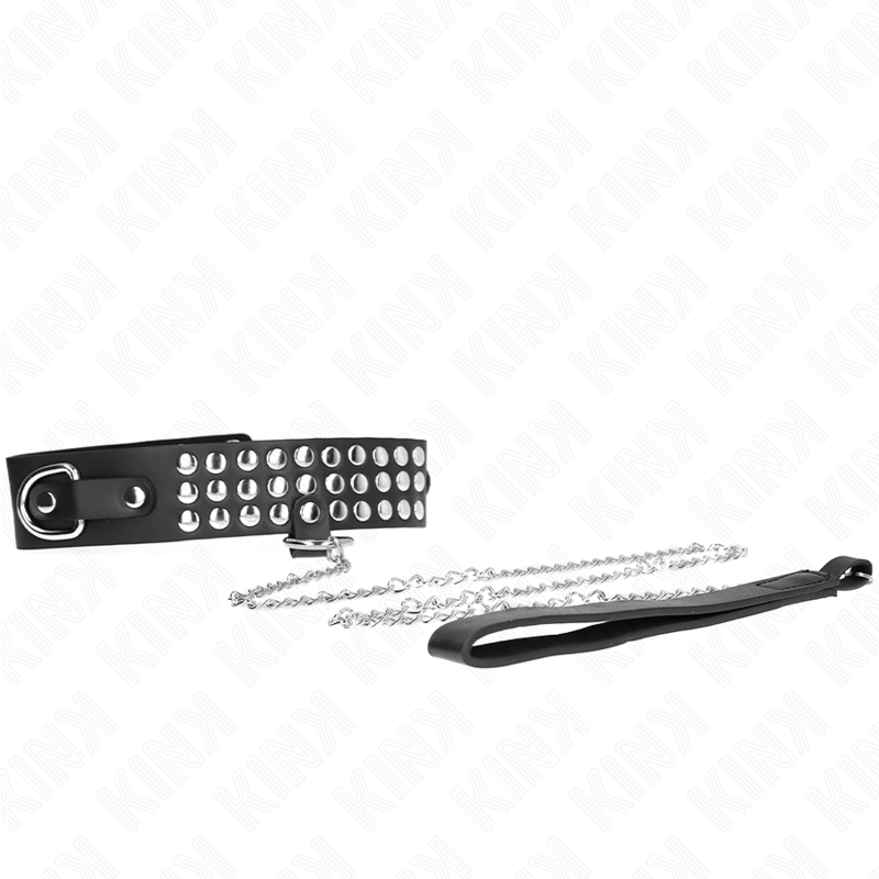 La marca KINK COLLAR & GAG nos facilita esta imagen de su producto KINK - COLLAR CON CORREA 65 CM CON BRILLOS AJUSTABLE 37-42 CM X 5.3 CM para nuestro catálogo.