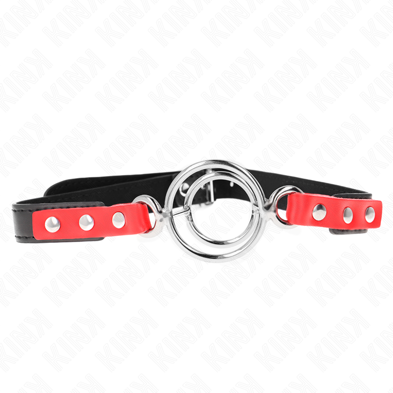 La marca KINK COLLAR & GAG nos facilita esta imagen de su producto KINK - MORDAZA CON MÚLTIPLES JUNTAS TÓRICAS 4 / 4.8 CM ROJO AJUSTABLE 38 X 56 CM para nuestro catálogo.