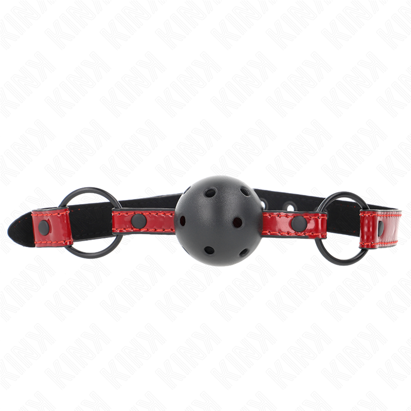 La marca KINK COLLAR & GAG nos facilita esta imagen de su producto KINK - MORDAZA DE BOLA 4.5 CM DE POLIPIEL BRILLANTE 63.5 X 2 CM AJUSTABLE 41 X 59 CM para nuestro catálogo.