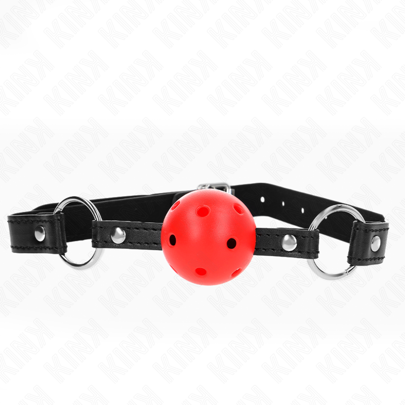 La marca KINK COLLAR & GAG nos facilita esta imagen de su producto KINK - MORDAZA DE BOLA 4.5 CM ROJA DURA HUECA MODELO 1 63.5 X 2 CM para nuestro catálogo.