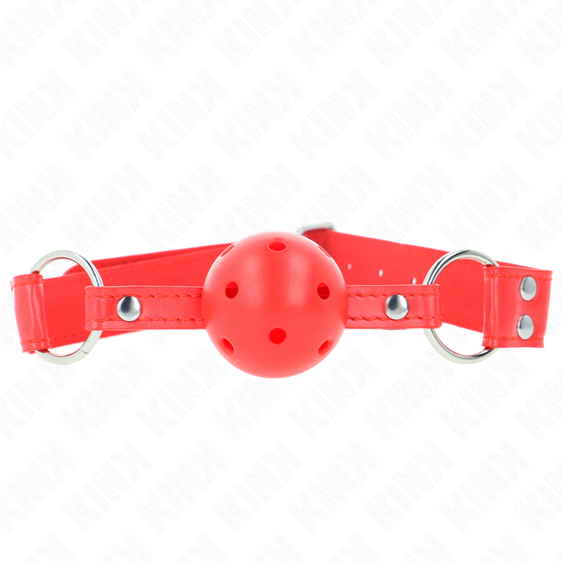 La marca KINK COLLAR & GAG nos facilita esta imagen de su producto KINK - MORDAZA DE BOLA 4.5 CM DURA HUECA ROJO COMPLETA 62 x 2 CM para nuestro catálogo.
