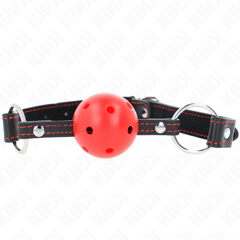 La marca KINK COLLAR & GAG nos facilita esta imagen de su producto KINK - MORDAZA DE BOLA 4.5 CM ROJA DURA HUECA MODELO 2 65 x 2.5 CM para nuestro catálogo.
