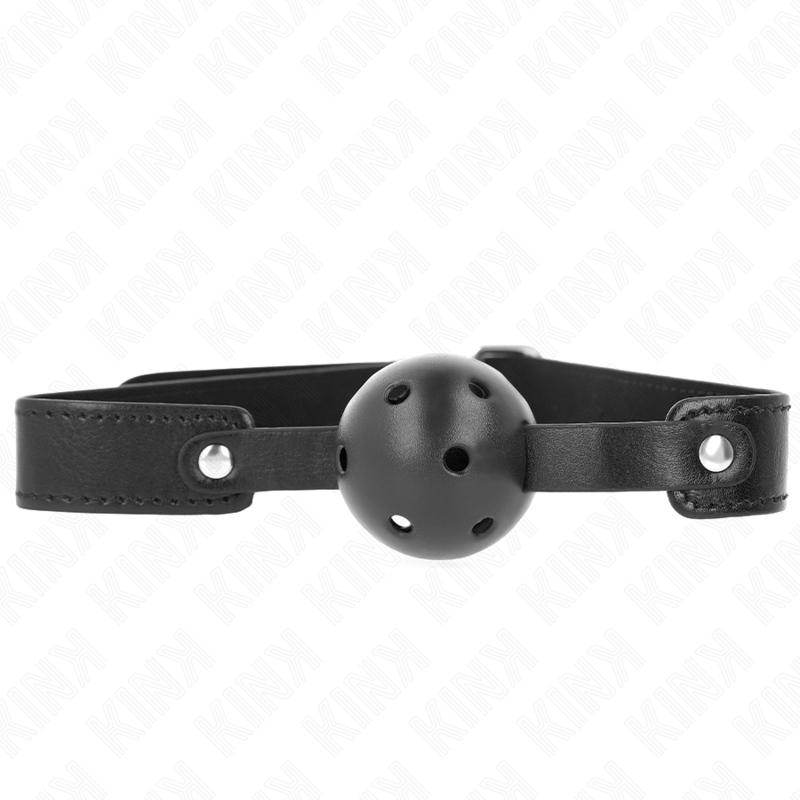 La marca KINK COLLAR & GAG nos facilita esta imagen de su producto KINK - MORDAZA DE BOLA 4.5 CM TRANSPIRABLE NEGRO 65 x 2.5 CM para nuestro catálogo.