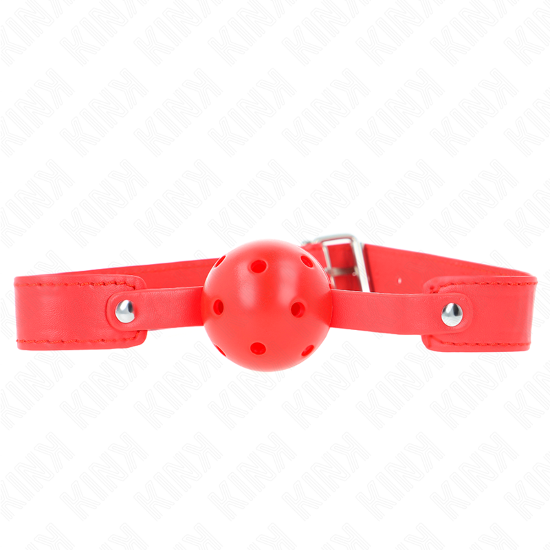 La marca KINK COLLAR & GAG nos facilita esta imagen de su producto KINK - MORDAZA DE BOLA 4.5 CM TRANSPIRABLE ROJO 65 x 2.5 CM para nuestro catálogo.