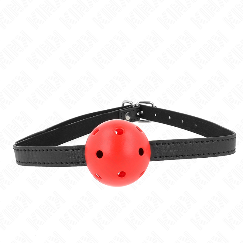 La marca KINK COLLAR & GAG nos facilita esta imagen de su producto KINK - MORDAZA DE BOLA 4.5 CM TRANSPIRABLE SIMPLICITY ROJO 62 x 1.5 CM para nuestro catálogo.