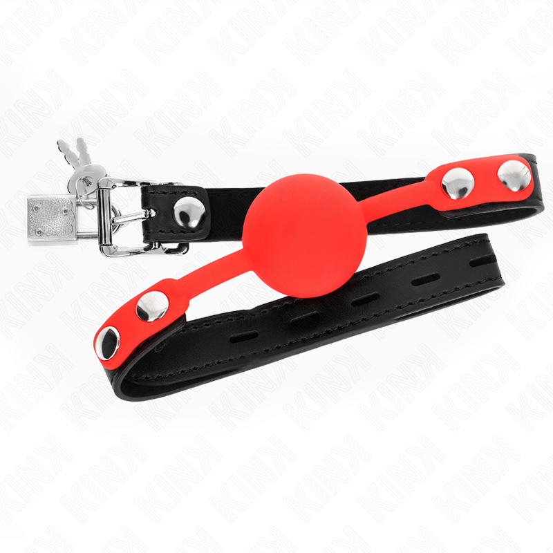 La marca KINK COLLAR & GAG nos facilita esta imagen de su producto KINK - MORDAZA DE BOLA 4 CM DE SILICONA CON CANDADO 60 x 2 CM para nuestro catálogo.
