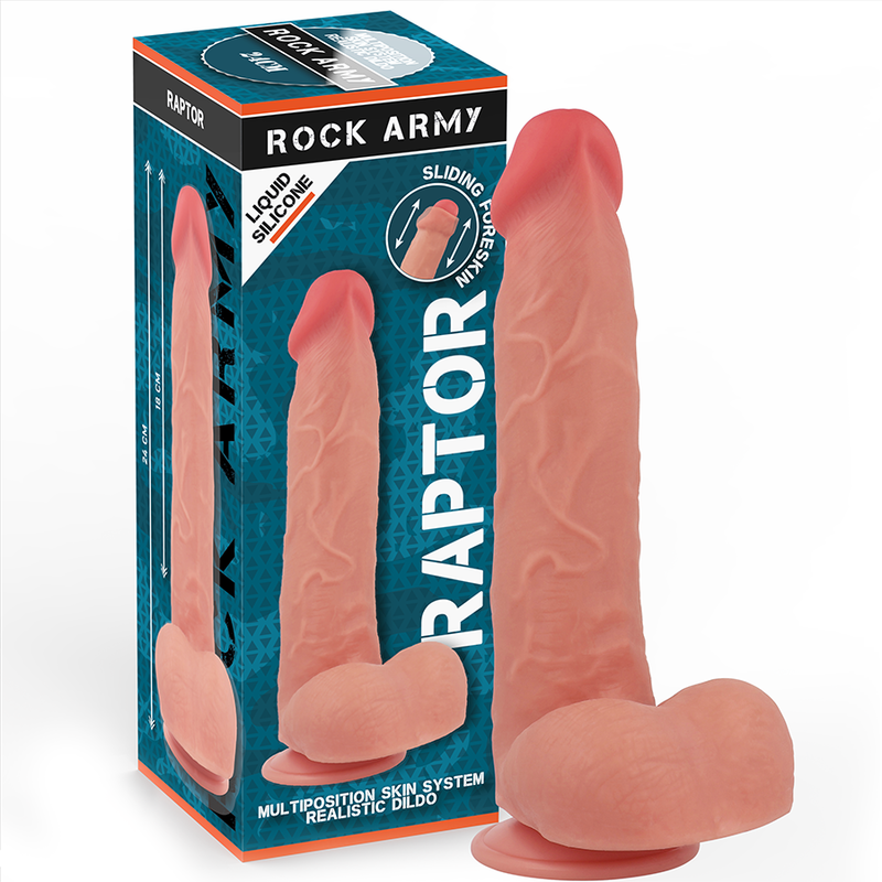 La marca ROCK ARMY nos facilita esta imagen de su producto ROCKARMY - RAPTOR DILDO REALISTA DUAL DENSITY LIQUID SILICONE 24 CM -O- 4.4 CM para nuestro catálogo.