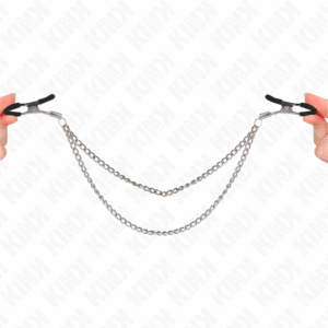 La marca KINK NIPPLE GRIP nos facilita esta imagen de su producto KINK - PINZAS PARA PEZONES CON DOBLE CADENA GRUESA PLATEADO 20/23 CM para nuestro catálogo.