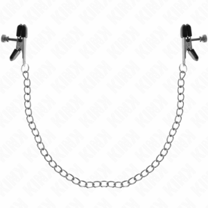 La marca KINK NIPPLE GRIP nos facilita esta imagen de su producto KINK - PINZAS PARA PEZONES PLANAS NEGRO CON CADENA PLATEADO 34 CM para nuestro catálogo.