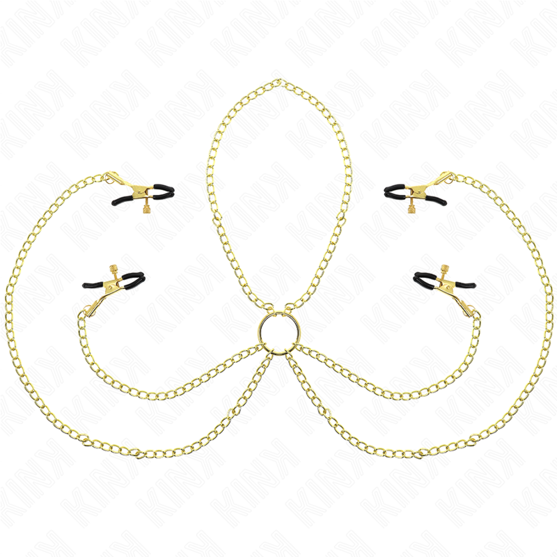 La marca KINK NIPPLE GRIP nos facilita esta imagen de su producto KINK - PINZAS PARA PEZONES Y CLÍTORIS 4 ENGANCHES AJUSTABLE DORADO para nuestro catálogo.