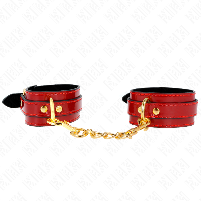 La marca KINK WRIST RESTRAINT nos facilita esta imagen de su producto KINK - MUÑEQUERAS JOANNA ANGEL ROJO AJUSTABLE CON CADENA DORADO 16.5-26 CM X 4 CM para nuestro catálogo.