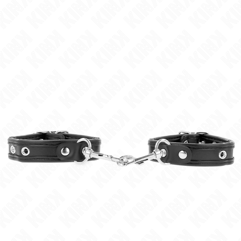 La marca KINK WRIST RESTRAINT nos facilita esta imagen de su producto KINK - MUÑEQUERAS MINI NEGRO CON TACHUELAS AJUSTABLE 16-22 CM X 2 CM para nuestro catálogo.