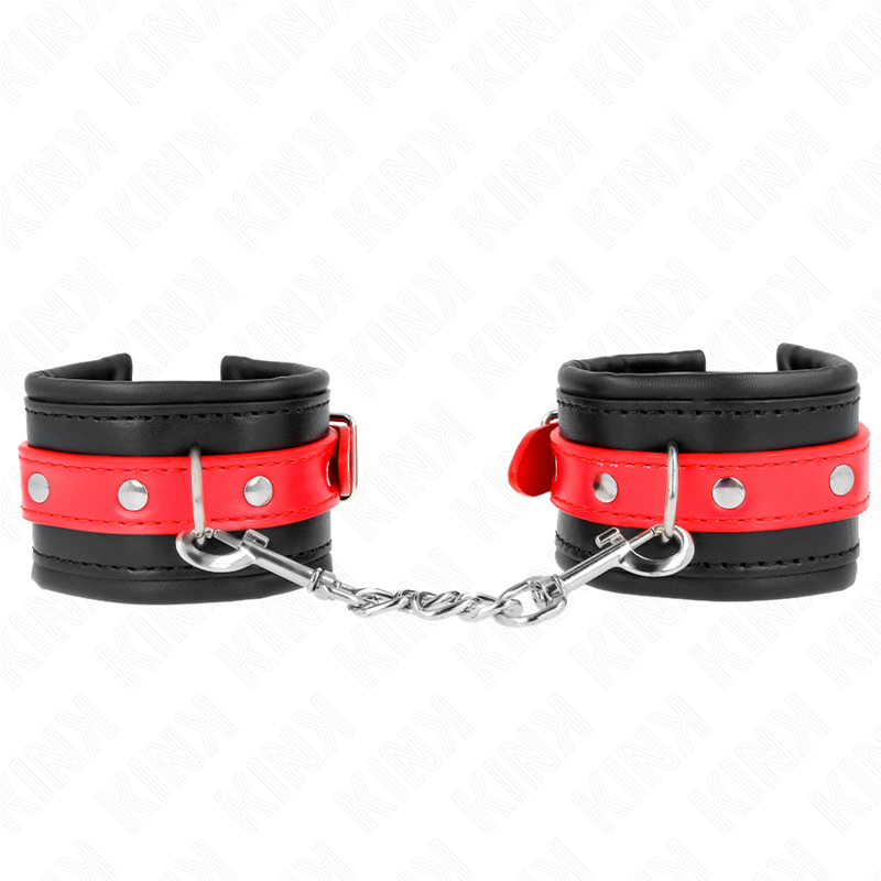 La marca KINK WRIST RESTRAINT nos facilita esta imagen de su producto KINK - MUÑEQUERAS NEGRO CON CORREA ROJO AJUSTABLE 17-28 CM X 6 CM para nuestro catálogo.