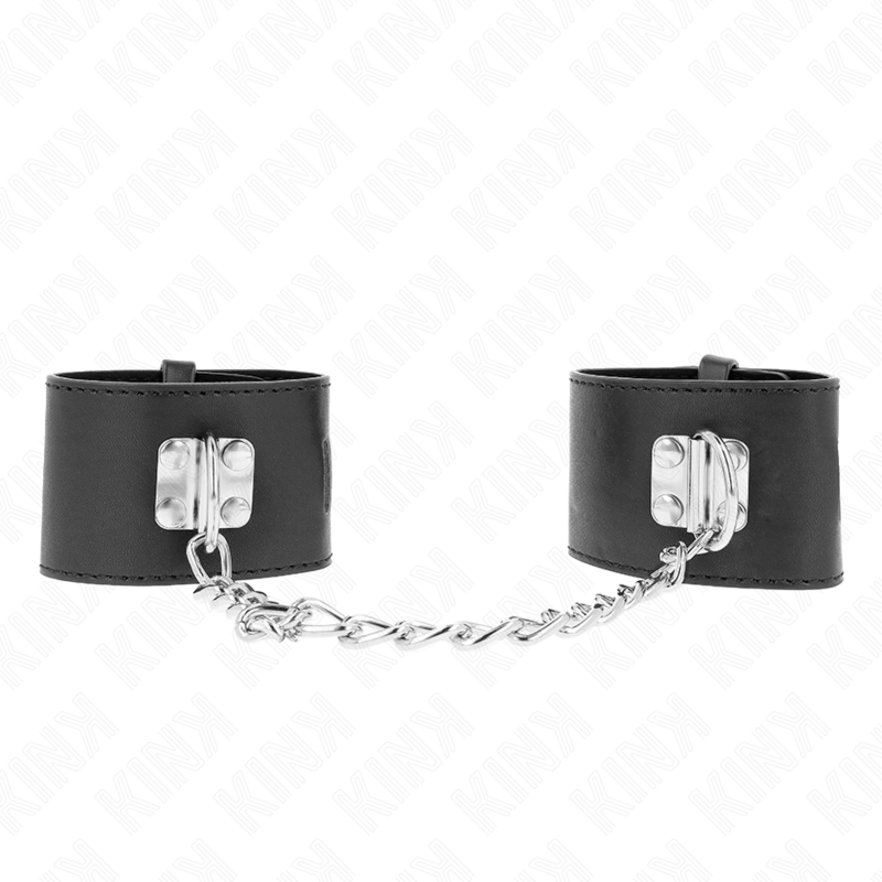 La marca KINK WRIST RESTRAINT nos facilita esta imagen de su producto KINK - MUÑEQUERAS FIJAS CON CADENA 30 CM Y CIERRE CANDADO NEGRO AJUSTABLE 16-23 CM X 5.5 CM para nuestro catálogo.