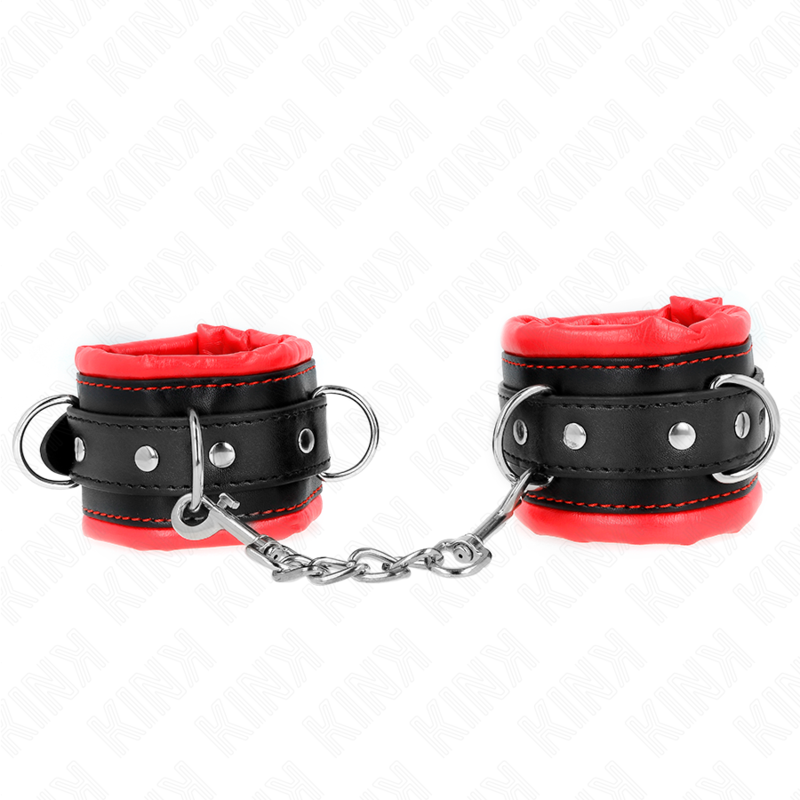 La marca KINK WRIST RESTRAINT nos facilita esta imagen de su producto KINK - MUÑEQUERAS ESTILO HEAVY FORRO ROJO AJUSTABLE 20-30 CM X 6 CM para nuestro catálogo.