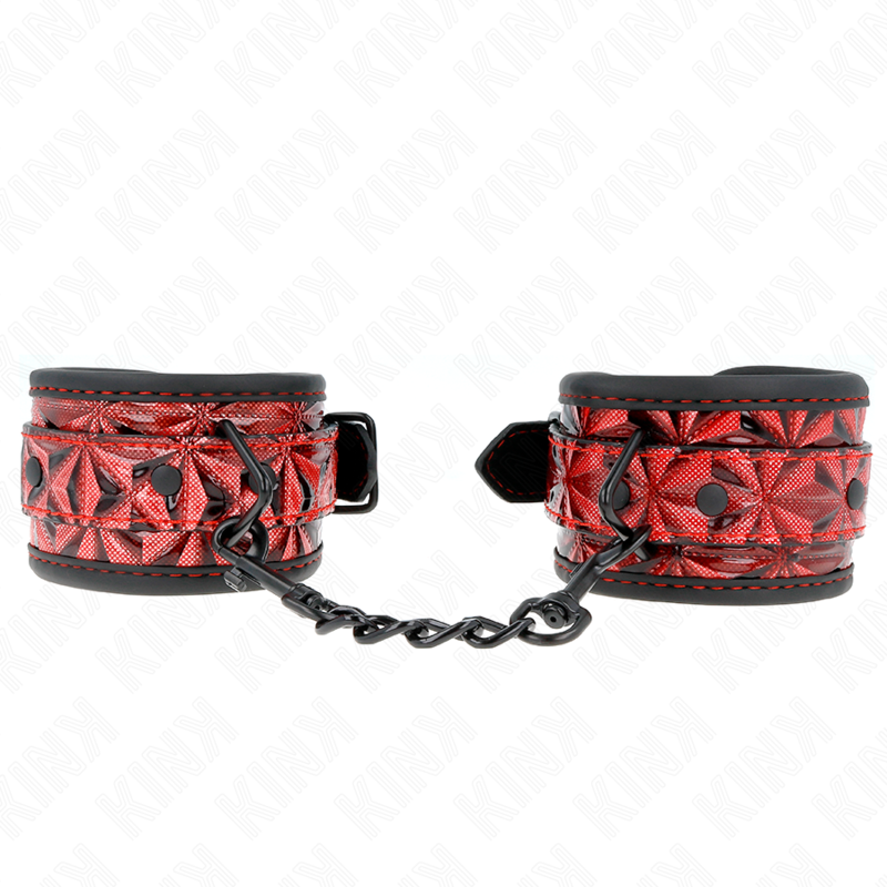 La marca KINK WRIST RESTRAINT nos facilita esta imagen de su producto KINK - MUÑEQUERAS CON PATRÓN DE DIAMANTES ROJO OSCURO AJUSTABLE 17-26 CM X 5.5 CM para nuestro catálogo.