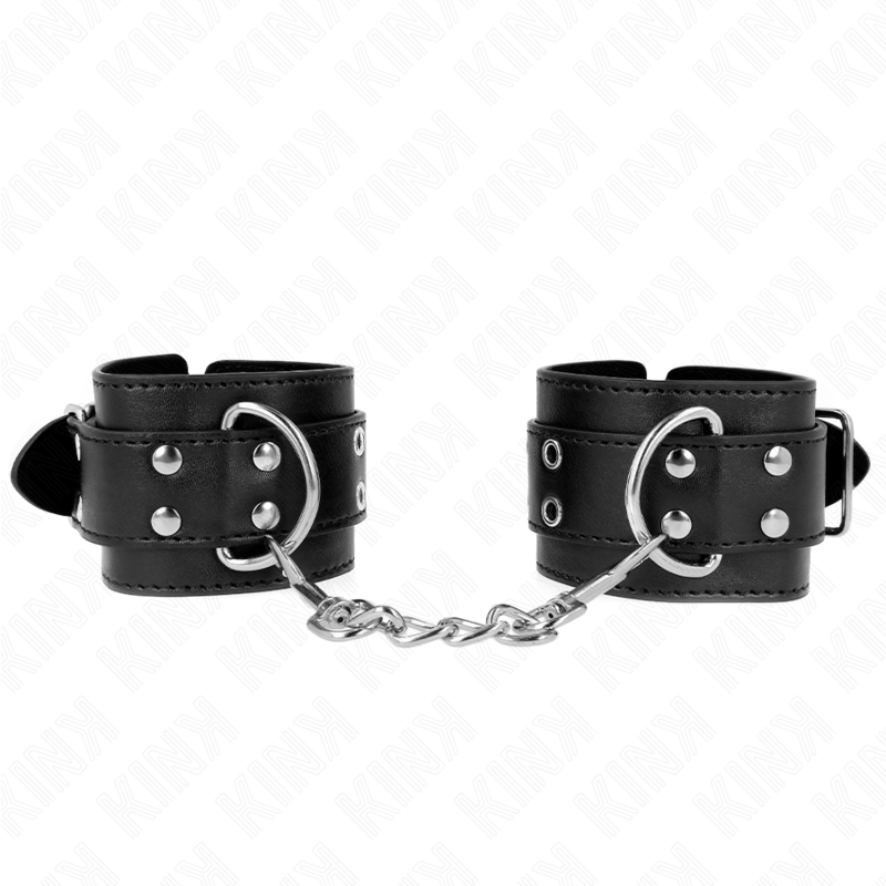 La marca KINK WRIST RESTRAINT nos facilita esta imagen de su producto KINK - MUÑEQUERAS CON DOBLE LÍNEA DE TACHUELAS NEGRO AUSTABLE 19-26 CM para nuestro catálogo.