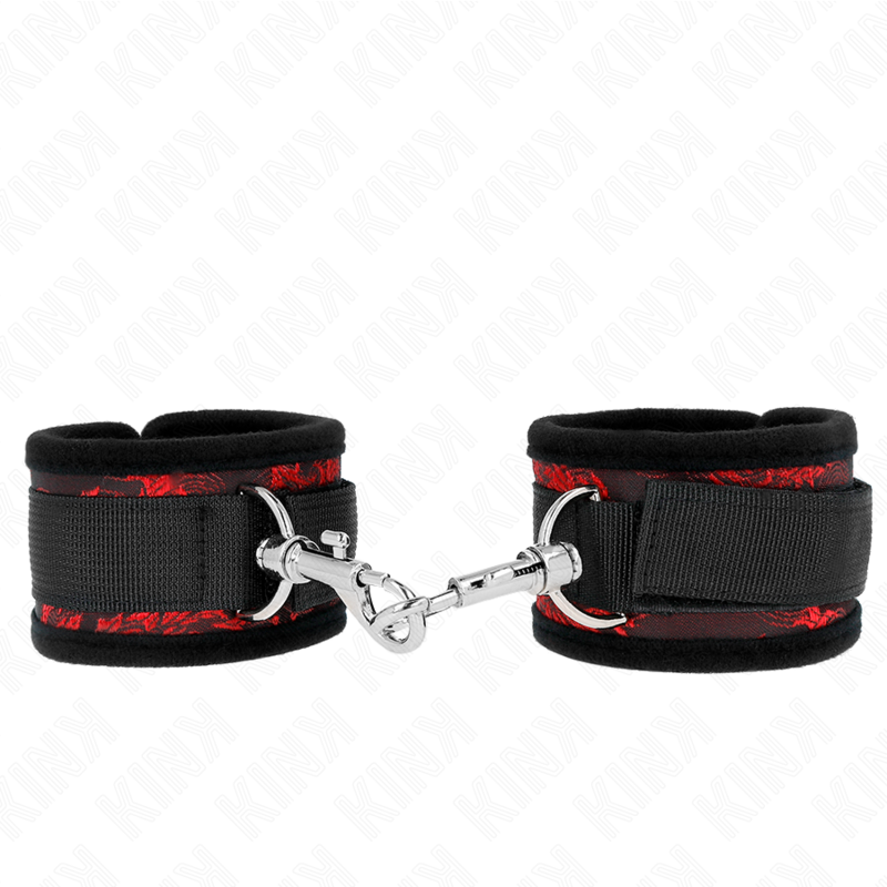 La marca KINK WRIST RESTRAINT nos facilita esta imagen de su producto KINK - MUÑEQUERAS DISEÑO ESCÁNDALO ROJO-NEGRO para nuestro catálogo.