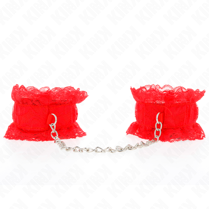 La marca KINK WRIST RESTRAINT nos facilita esta imagen de su producto KINK - MUÑEQUERAS ELÁSTICAS DE ENCAJE ROJO para nuestro catálogo.
