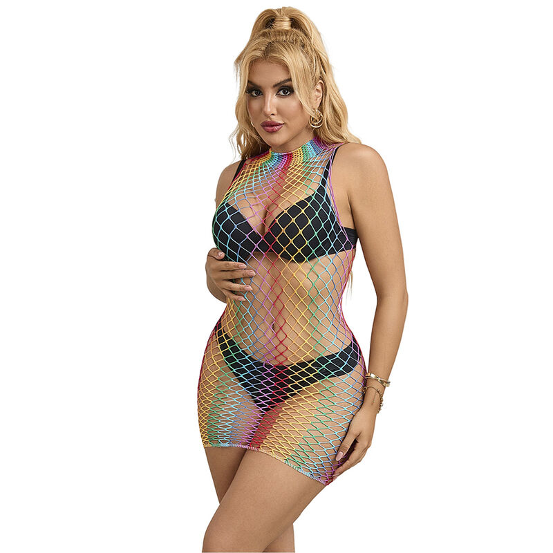 La marca SUBBLIME DRESSES nos facilita esta imagen de su producto SUBBLIME - 952433 VESTIDO DE REJILLA SIN MANGAS CON CUELLO ALTO ARCOIRIS TALLA ÚNICA para nuestro catálogo.