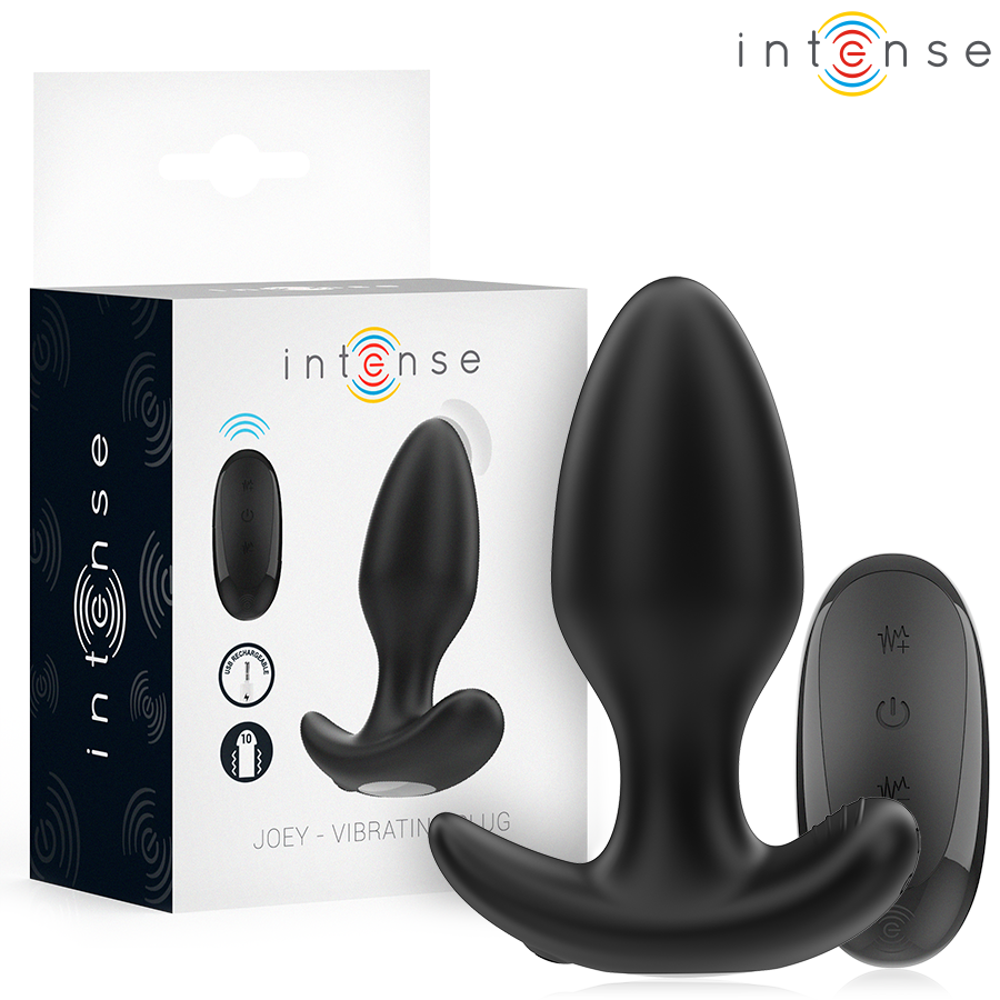 La marca INTENSE ANAL TOYS nos facilita esta imagen de su producto INTENSE - JOEY PLUG ANAL 10 VIBRACIONES NEGRO CONTROL REMOTO para nuestro catálogo.