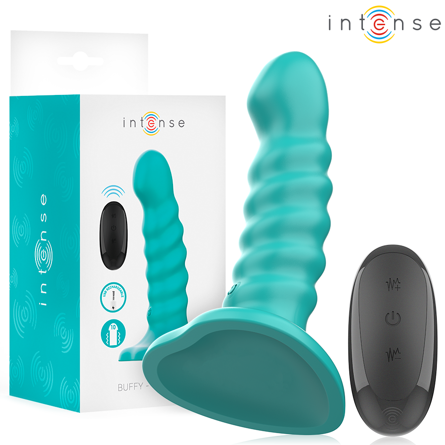 La marca INTENSE FUN nos facilita esta imagen de su producto INTENSE - BUFFY VIBRADOR TALLA S DISEÑO EN ESPIRAL 10 VIBRACIONES AZUL CONTROL REMOTO para nuestro catálogo.