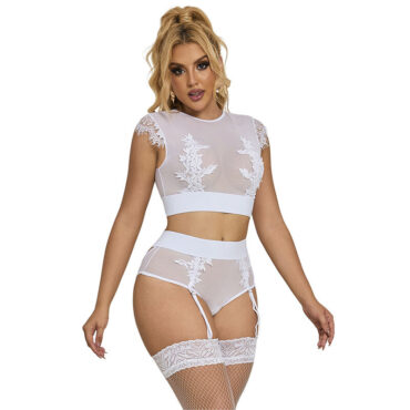 La marca SUBBLIME SETS nos facilita esta imagen de su producto SUBBLIME - 954048 SUJETADOR + PANTIES CON LIGUERO BLANCO L/XL para nuestro catálogo.