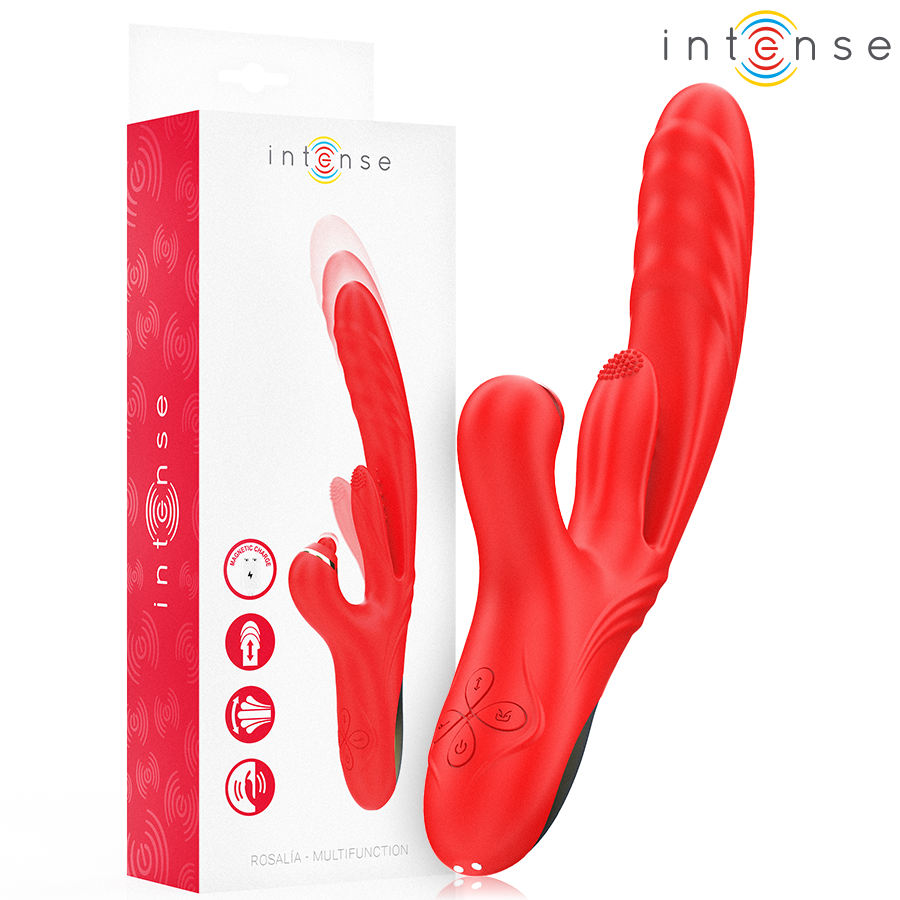La marca INTENSE FUN nos facilita esta imagen de su producto INTENSE - ROSALIA VIBRADOR MULTIFUNCIÓN 3 EN 1 ROJO para nuestro catálogo.