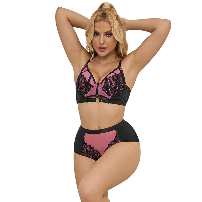 La marca SUBBLIME SETS nos facilita esta imagen de su producto SUBBLIME - 955588 CONJUNTO SUJETADOR CON CREMALLERA DE MALLA DE CHAROL ROSA L/XL para nuestro catálogo.