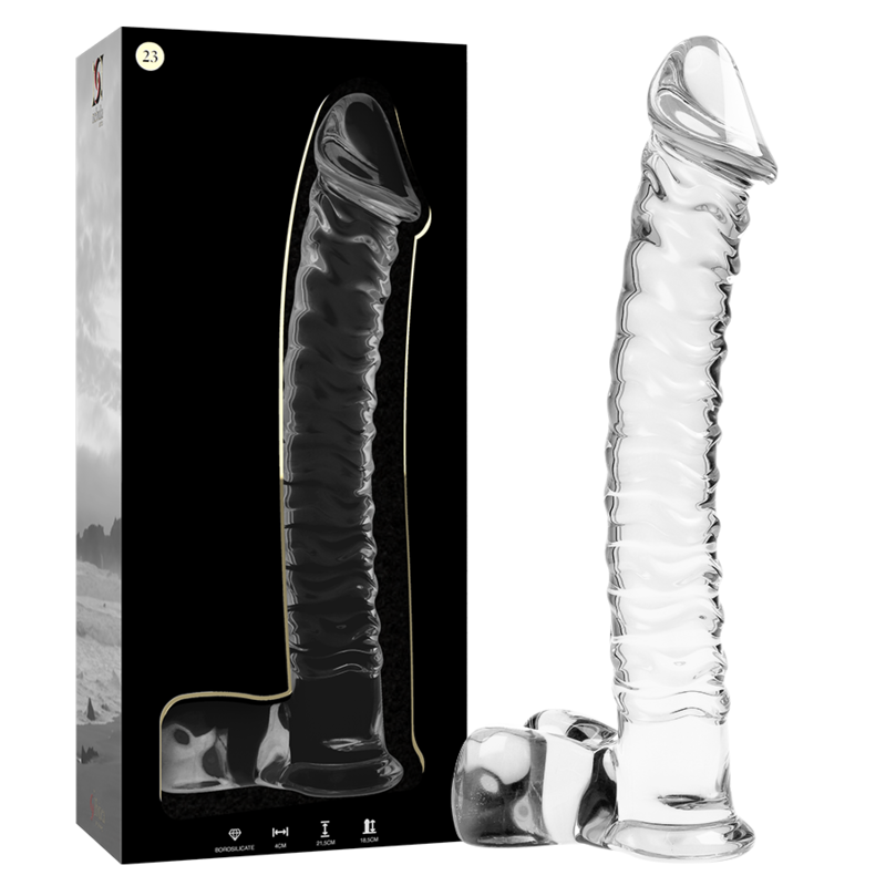 La marca NEBULA SERIES BY IBIZA nos facilita esta imagen de su producto NEBULA SERIES BY IBIZA - MODELO 23 DILDO CRISTAL TRANSPARENTE 21.5 CM -O- 4 CM para nuestro catálogo.