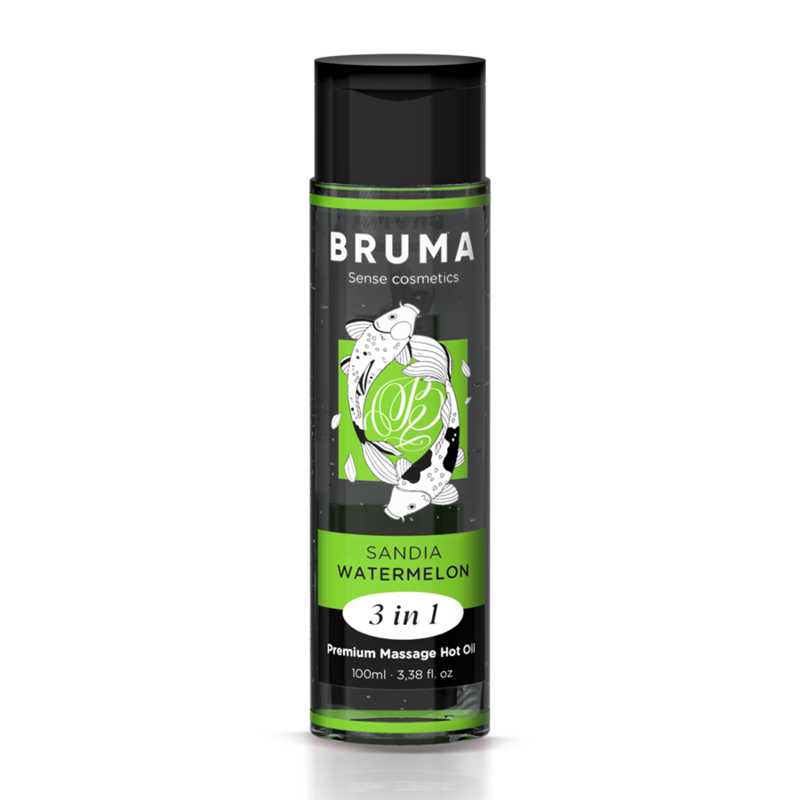 La marca BRUMA nos facilita esta imagen de su producto BRUMA - ACEITE DE MASAJE PREMIUM EFECTO CALOR SABOR SANDÍA 3 EN 1 - 100 ML para nuestro catálogo.