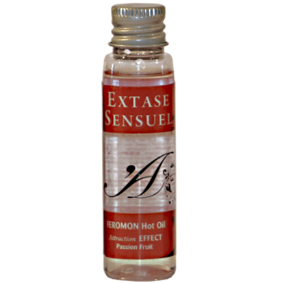 La marca EXTASE SENSUAL nos facilita esta imagen de su producto EXTASE SENSUAL - ACEITE MASAJE EFECTO CALOR CON FEROMONAS FRUTA DE LA PASION VIAJE 35 ML para nuestro catálogo.