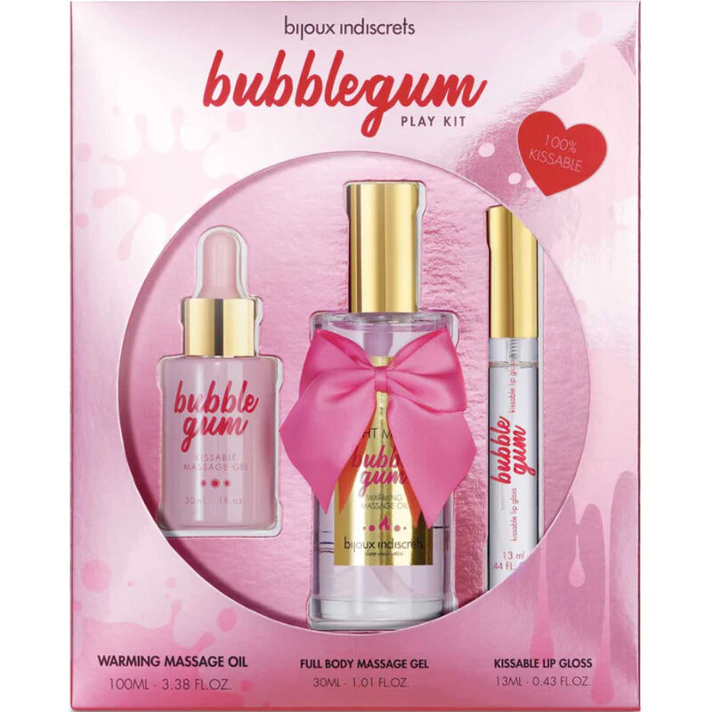 La marca BIJOUX LOVE COSMETIQUES nos facilita esta imagen de su producto BIJOUX - INDISCRETS BUBBLEGUM PLAY KIT CON ACEITE GEL & BRILLO DE LABIOS para nuestro catálogo.