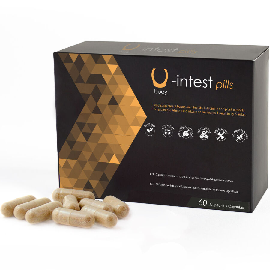 La marca 500COSMETICS nos facilita esta imagen de su producto U-INTEST Pills – Complemento alimenticio para el cuidado digestivo e intestinal para nuestro catálogo.