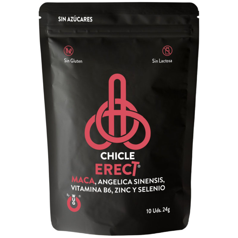 La marca WUG SEX SENSE nos facilita esta imagen de su producto WUG ERECT – Chicle funcional con Maca