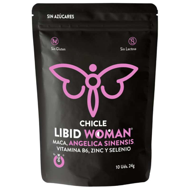 La marca WUG SEX SENSE nos facilita esta imagen de su producto Chicle LIBID WOMAN – Chicle funcional con Maca
