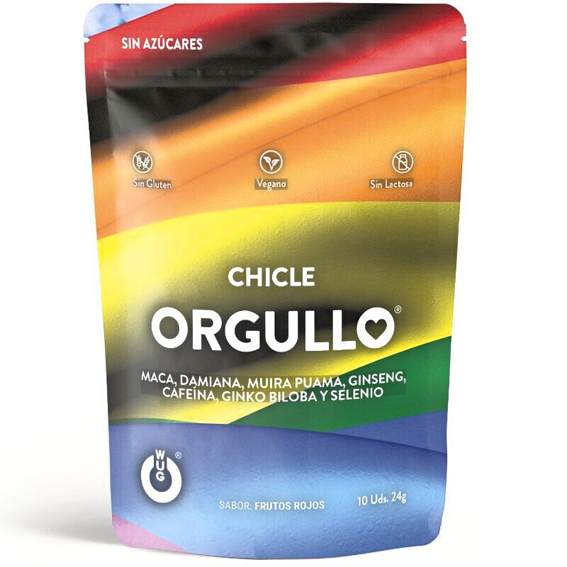 La marca WUG SEX SENSE nos facilita esta imagen de su producto WUG Orgullo – Chicle Funcional con Maca