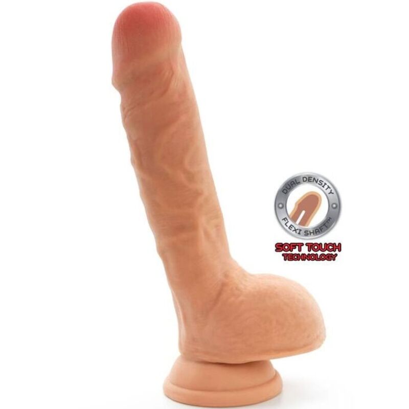 La marca GET REAL nos facilita esta imagen de su producto GET REAL - DUAL DENSITY DILDO 18 CM CON TESTÍCULOS NATURAL para nuestro catálogo.
