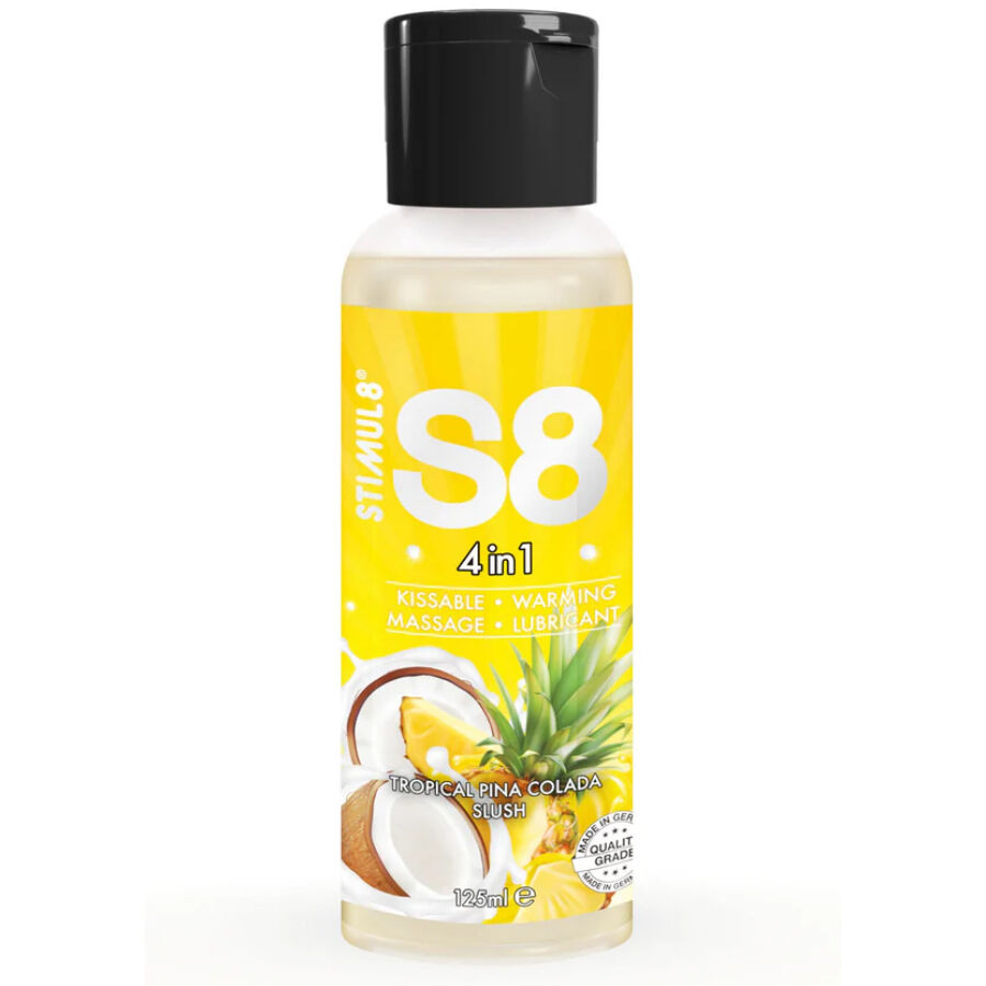 La marca STIMUL8 nos facilita esta imagen de su producto STIMUL8 - S8 4 EN 1 LUBRICANTE POSTRE PIÑA COLADA 125 ML para nuestro catálogo.