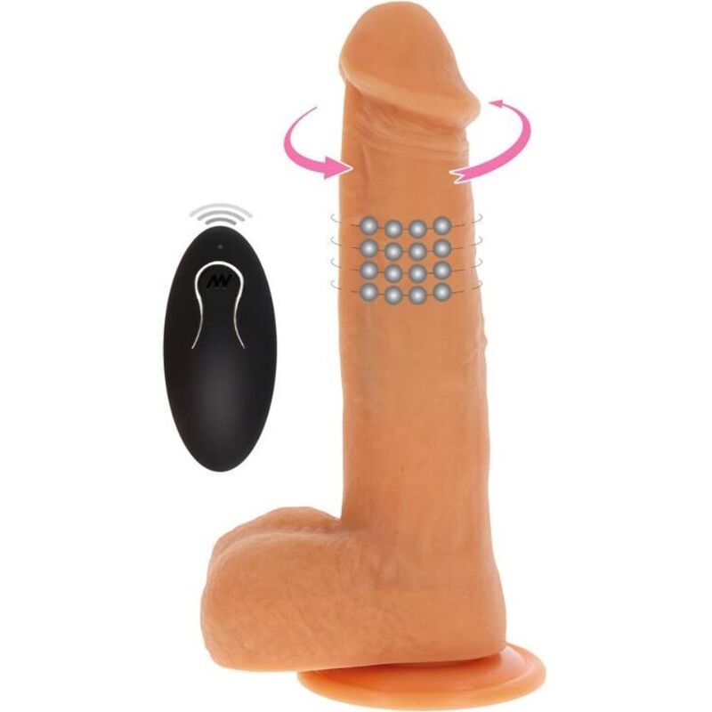 La marca GET REAL nos facilita esta imagen de su producto GET REAL - DILDO VIBRADOR CON BOLAS GIRATORIAS NATURAL para nuestro catálogo.