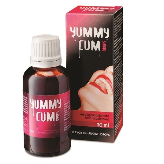 La marca COBECO PHARMA nos facilita esta imagen de su producto Yummy Cum Drops – Complemento Alimenticio en Gotas para Mejorar el Sabor y la Intensidad del Semen para nuestro catálogo.