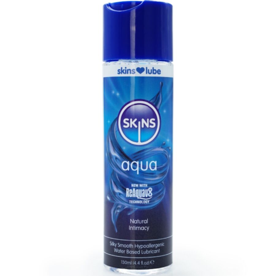 La marca SKINS nos facilita esta imagen de su producto SKINS - AQUA LUBRICANTE BASE DE AGUA 130 ML para nuestro catálogo.
