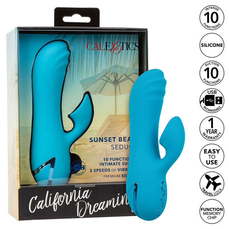 La marca CALEXOTICS nos facilita esta imagen de su producto CALEXOTICS - SUNSET BEACH SEDUCER VIBRADOR Y ESTIMULADOR 10 FUNCIONES AZUL para nuestro catálogo.