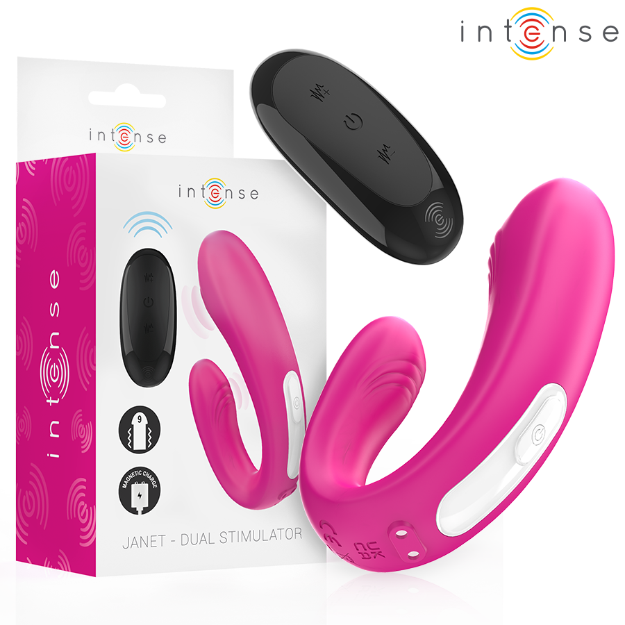 La marca INTENSE COUPLES TOYS nos facilita esta imagen de su producto INTENSE - JANET ESTIMULADOR Y VIBRADOR DUAL EN FORMA DE U CON CONTROL REMOTO ROSA para nuestro catálogo.