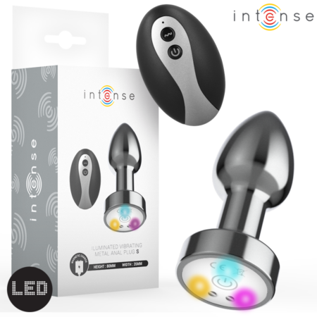 La marca INTENSE ANAL TOYS nos facilita esta imagen de su producto INTENSE - PLUG ANAL DE METAL VIBRADOR CON LUCES LED Y CONTROL REMOTO - TALLA S para nuestro catálogo.