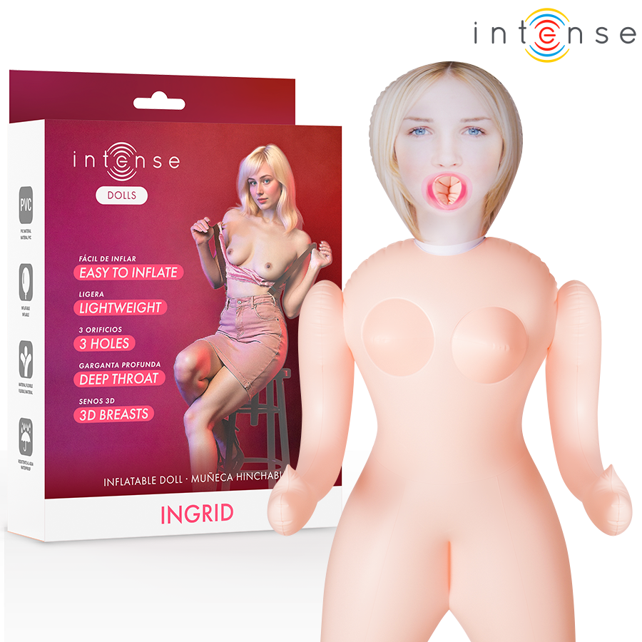 La marca INTENSE DOLLS nos facilita esta imagen de su producto INTENSE DOLLS - INGRID MUÑECA HINCHABLE CON TRES ORIFICIOS para nuestro catálogo.